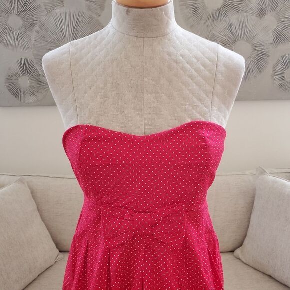 🌹 RUBY ROX 🌹 NEW - Strapless Bubble Hem Polka Dot Mini Dress - [Medium, Red] - Picture 3 of 11